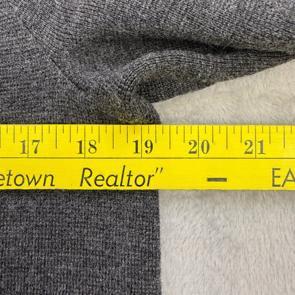 J Crew Sweater Womens Small Gray Merino Wool Short Sleeve Leather Pockets Preppy